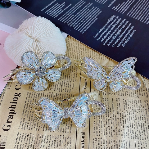 Elegante Legierung Zirkon Haarklammern Schmetterling Blume Bogen Design Ponytail Haargreifer Für Damen Haarschmuck