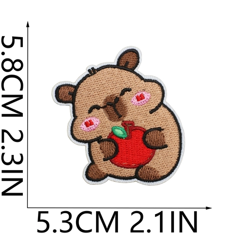Parches Bordados de Carpincho para Ropa DIY Pegatinas Decorativas para Mochila de Niños Reparación de Prendas Bordado de Animal Lindo