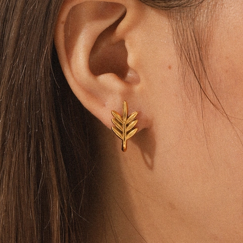 Weizenähren Ohrstecker 18K Vergoldet Edelstahl Blatt Nischen Design INS Stil Eleganter Schmuck Für Damen