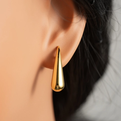 Geometric Teardrop Stud Earrings Stainless Steel 18K Gold Plated Minimalist Water Drop Jewelry For Women Daily Wear