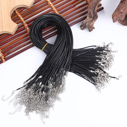 Cordon De Collier Fil Ciré Corde Tressée Avec Fermoir Mousqueton En Alliage Et Chaîne D'extension Pour La Fabrication De Bijoux DIY