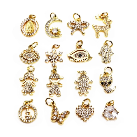 Exquisite Copper Cubic Zirconia Pendants Micro Pave DIY Jewelry Making Charms For Necklaces Bracelets Small Crafting Accessories
