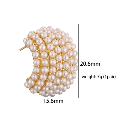 Boucles D'oreilles Künstliche Perles Cuivre Micro Inlay Forme C Goutte D'eau Géométrique Bijoux Élégants Pour Femmes Design Niche