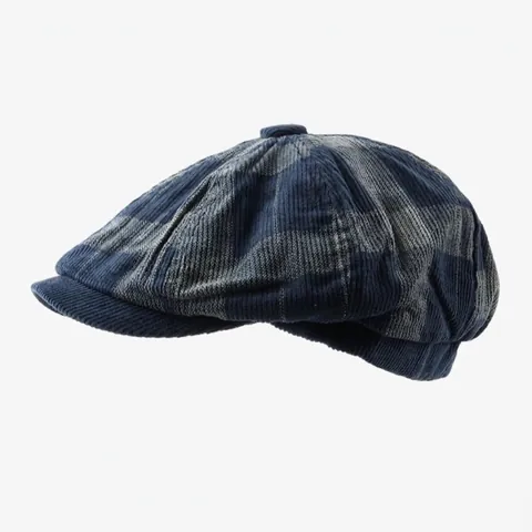 Newsboy Cap Cotton Corduroy Checked Plaid Retro British Style Panelled Autumn Winter Casual Outdoor For Men Women