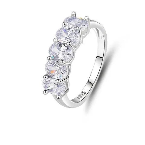 925 Sterlingsilber Ovaler Schliff Zirkonia Eternity Ring Für Damen Zierlicher Stapelbarer Mode Schmuck Fingerring Geschenk