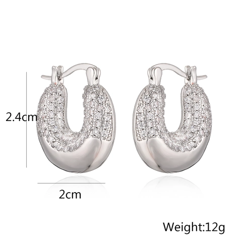 Geometrische U Form Creolen Kupfer Mikro Pave Zirkon Poliert Mode Modern Exquisit Schmuck Für Frauen