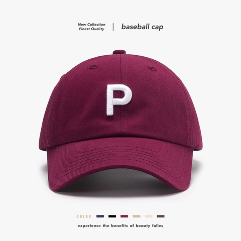 Gorra De Béisbol Puro Algodón Bordado Letra P 3D Ajustable Transpirable Soft Top Casual Vintage Moda Hombre Mujer