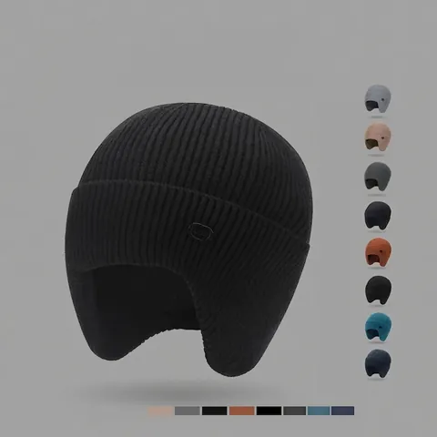 Gorro De Invierno Con Orejeras Punto Hilo Recubierto Grueso Cálido Resistente Al Viento Color Sólido Casual Para Hombre Mujer