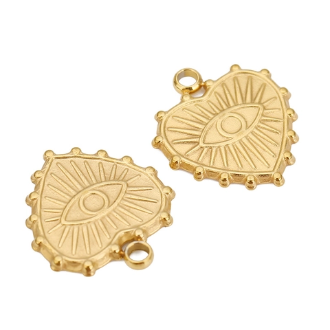 Dijes De Corazón Con Ojo De Mal De Acero Inoxidable Para Hacer Joyas Collares Pulseras Accesorio Retro De Moda