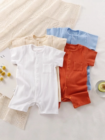 Pagliaccetto Per Neonati In Cotone A Costine A Maniche Corte Con Bottoni Body Per Neonati Abbigliamento Estivo Casual