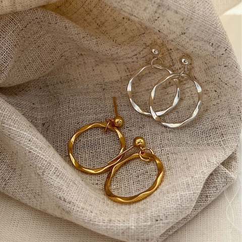 925 Sterling Silver Stud Earrings For Women French Minimalist Irregular Wavy Round Hoop Earrings Gold Silver Fashion Jewelry Gift