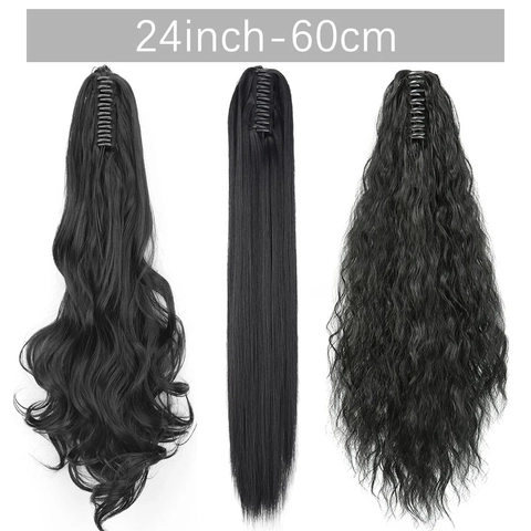 Claw Clip Ponytail Extension Synthetic High Temperature Fiber Long Straight Smooth Hairpiece For Women