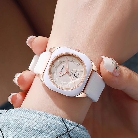 Women Quartz Watch Alloy Case Square Analog Silicone Strap Fashion Simple Slim Ladies Wristwatch Elegant Versatile
