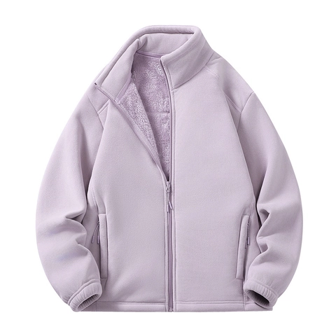 Giacca in Pile con Collo in Piedi Tinta Unita Termica Calda con Cerniera Outdoor Abbigliamento Sportivo Uomo Donna Casual Autunno Inverno