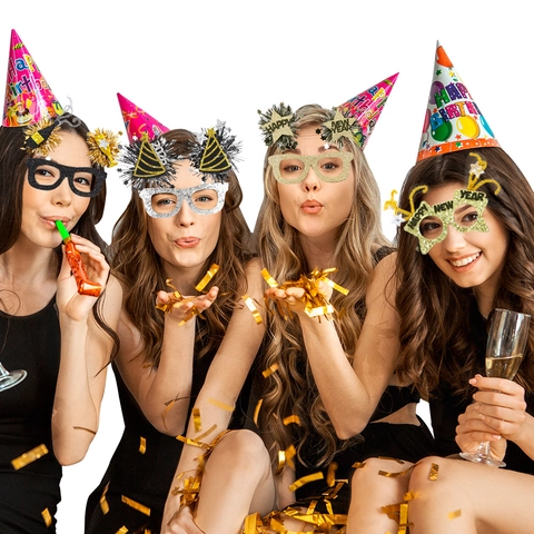 2026 New Year Party Glasses Plastic Non-woven Fabric Glitter Stars Champagne Bottle Eyeglasses Frame Photo Booth Props Party Supplies