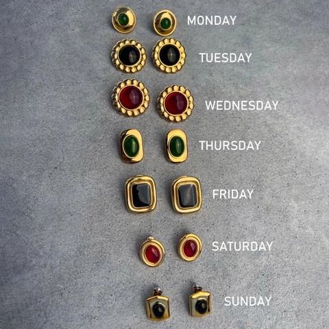 Retro Ohrstecker Edelstahl Agat Geometrisch Wasserdicht Hypoallergen Vintage Luxus Schmuck Für Frauen