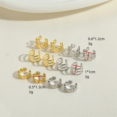 Ear Cuffs In Rame Orecchini Regolabili Aperti Griglia Trapuntata Catena Cava Multistrato Gioielli Minimalisti Donna