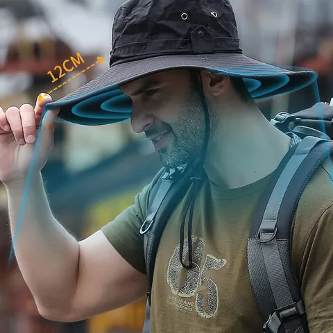 Sombrero De Sol Exterior Ala Ancha Impermeable Secado Rápido Transpirable Pesca Senderismo Sombrero De Pescador Cordón Ajustable Protección UV