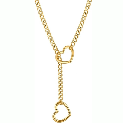 Gothic Titanium Steel Heart Circle Pendant Y-Necklace For Women Men Minimalist Punk Cuban Link Chain Lariat Necklace Jewelry