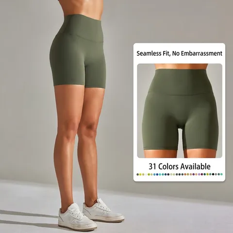 Damen Yoga Shorts Hohe Taille Po Lifting Nahtlos Elastisch Nylon Spandex Workout Biker Gym Laufen
