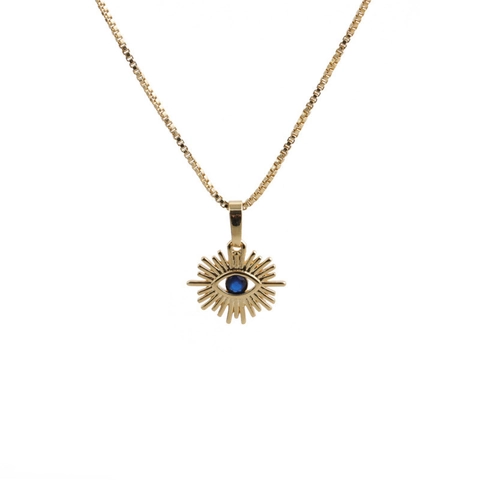 Evil Eye Anhänger Halskette Gold Kupfer Sonnenstrahl Schutz Amulett Schmuck Für Damen Böhmisch Zirkonia