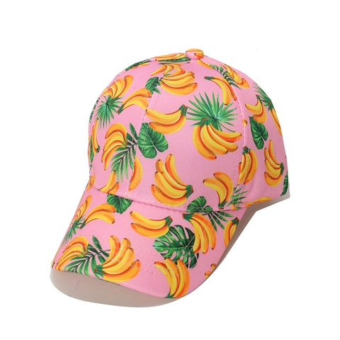 Polyester Tropical Fruit Print Baseball Cap Banana Leaf Cactus Pattern Adjustable Summer Sun Hat Outdoor For Women Men