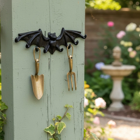 Bat Wall Hook Cast Iron Retro Gothic Style Decorative Hanger For Keys Hats Coats Home Garden Entryway Black Metal