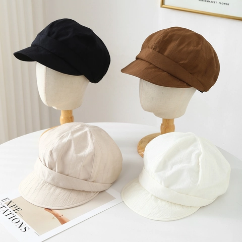 Newsboy Mütze Für Damen Plissee Polyester Weiche Krempe Sonnenschutz Faltbar Verstellbar Japanischer Stil