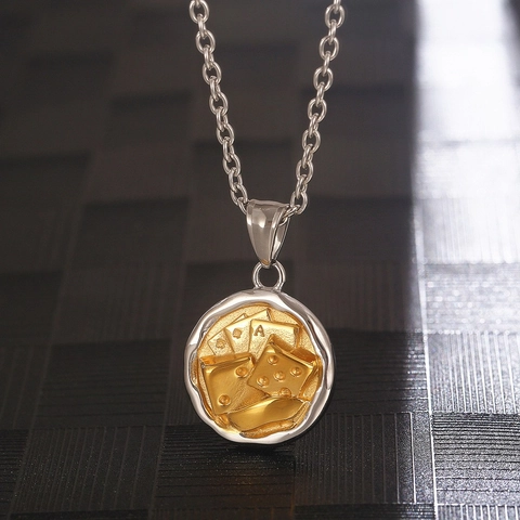 Titanium Steel Poker Card Pendant Necklace For Men Women Hip Hop Ace Of Hearts Ace Of Spades Dice Lucky Jewelry Gift
