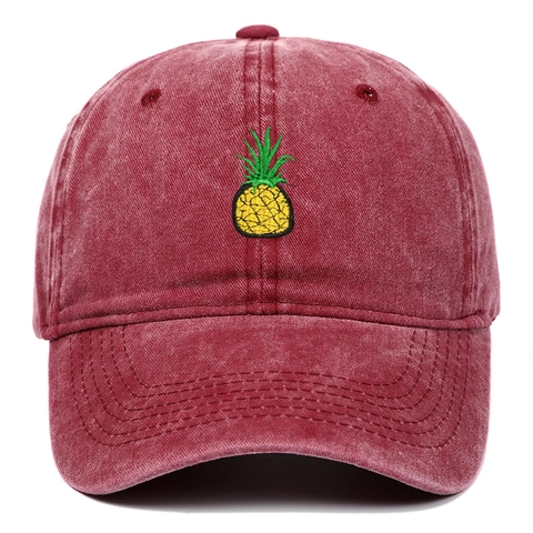 Cappellino Da Baseball Vintage In Cotone Lavato Con Ricamo Di Ananas Regolabile Casual Dad Hat Per Uomini Donne Solare