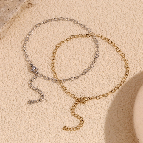 Cavigliera A Catena A Cuore Acciaio Inossidabile Placcato Oro 14K Gioielli Da Piede Minimalisti Regolabili Per Donna