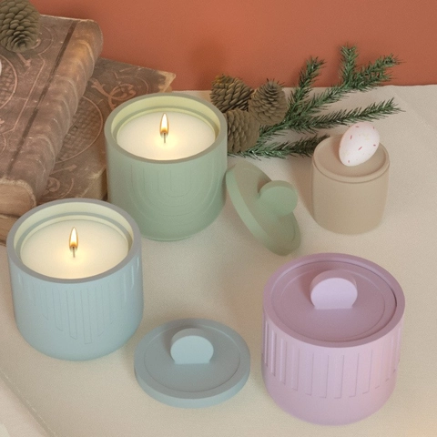 DIY Καλούπι Σιλικόνης Για Βάζο Αποθήκευσης Στρογγυλό Γεωμετρικό Βάζο Με Καπάκι Για Κερί Ρητίνη Γύψο Τσιμέντο