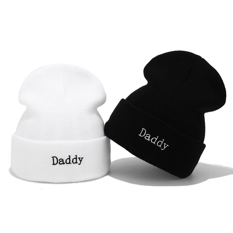 Bonnet En Tricot À Broderie Lettres Daddy Mommy Acrylique Hiver Chaud Streetwear Hip Hop Pour Hommes Femmes