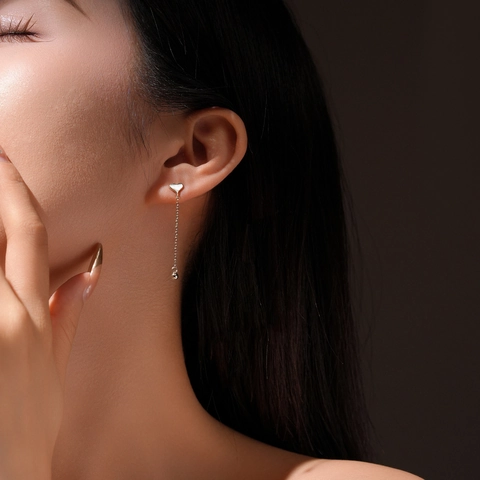 S925 Sterlingsilber Herzquaste Ohrhänger Für Damen Elegant Gold Silber Plattiert Langkette Drop Ohrringe Schmuck Geschenk