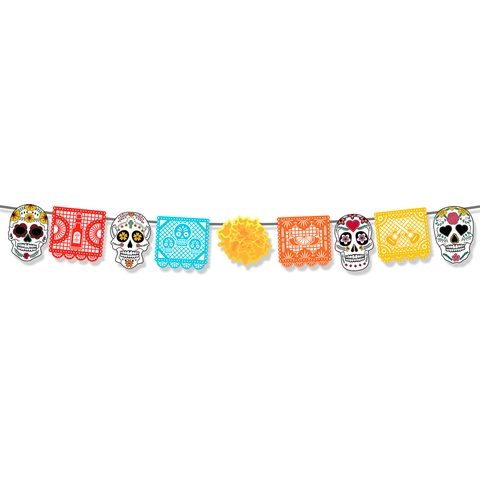 Mexikanische Tag der Toten Party Dekoration Zuckerschädel Tagetes Papier Banner Girlande Halloween Horror Party Hängende Flagge