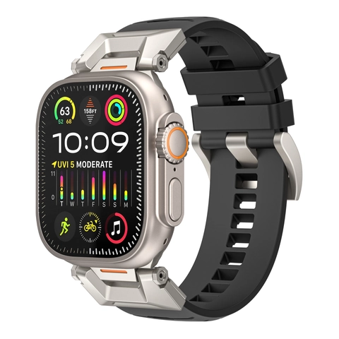 Correa De Reloj De Fluorocaucho Con Hebilla De Acero Inoxidable 304 Táctica Impermeable Para Reloj Inteligente Deporte Al Aire Libre