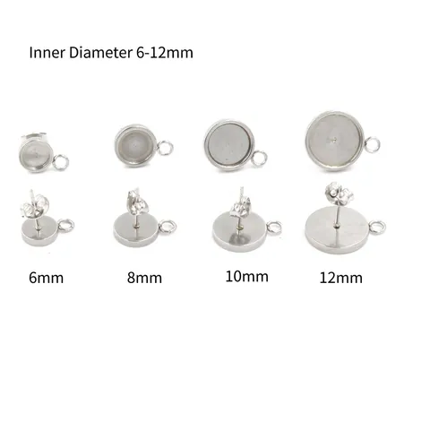 Bases De Pendientes De Bandeja Redonda De Acero Inoxidable Con Bucle Colgante Accesorios Para Hacer Joyas DIY