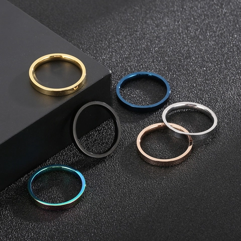 Anillo De Banda Simple De Acero De Titanio Pulido Liso Acero Inoxidable Moda Rock Hip Hop Joyería Para Hombre Unisex