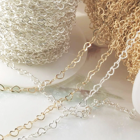 Hollow Heart Link Chain Pure Copper Electroplated Color Retention Jewelry Making DIY Accessory For Necklace Bracelet