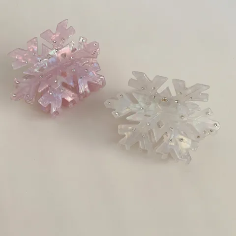 Schneeflocke Haarklammer Acetat Rheinkiesel Elegant Irisierend Künstliche Perle Winter Styling Haaraccessoires Für Damen