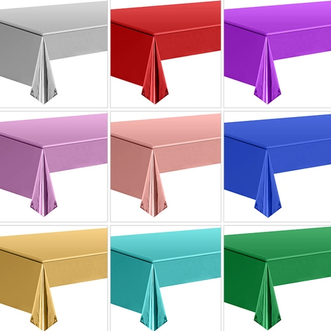 Einweg Tischdecke Metallic Folie Kunststoff Wasserdicht Glänzend Für Party Hochzeit Weihnachten Dekoration Glänzend
