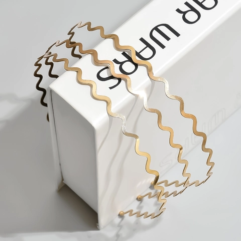 Diadema De Metal Ondulada Fina Cinta Para El Cabello Dorada Simple Minimalista Aro De Peinado Para Mujeres