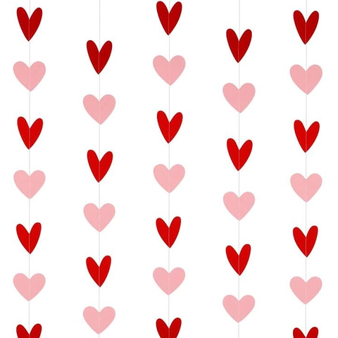 Ghirlanda Di Carta A Cuore Per San Valentino Banner Appeso Per Decorazioni Per Feste Di Nozze Rosso E Rosa Design Amore Romantico