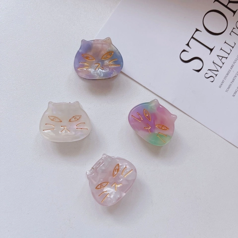 Cute Cat Hair Claw Mini Kitten Shape Acetate Hair Clip Marble Tortoise Shell Pattern Fashion Hair Accessories For Women
