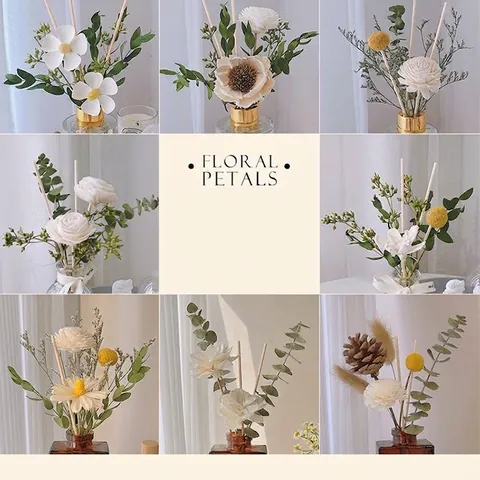Handmade Sola Flower Bouquet Natural Dried Plants For Home Decor Aromatherapy Diffuser Accessory Living Room Desktop Ornament