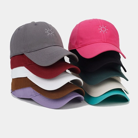 Cotton Baseball Cap Sun Embroidery Curved Brim Adjustable Metal Buckle Breathable Outdoor Casual Sun Hat Men Women