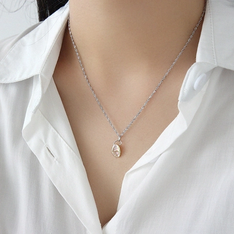 Collar De Perlas Barrocas Artificiales Naturales De Agua Dulce Colgante Irregular Cadena De Acero Inoxidable Joyería Elegante Francesa