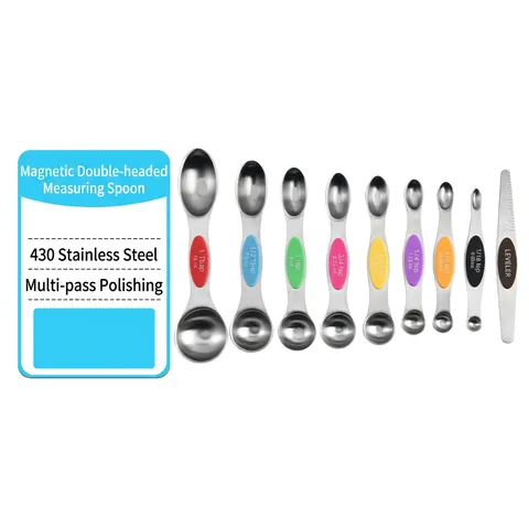 Magnetische Messlöffel 430 Edelstahl Doppelseitig Für Die Küche Zum Backen Und Kochen Mit Nivellierer Und Skala Stapelbar