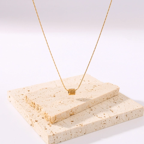 Hart Gegraveerde Cilinder Hanger Ketting 18K Verguld Roestvrij Staal Franse Stijl Sieraden Voor Vrouwen Niet Vervagend
