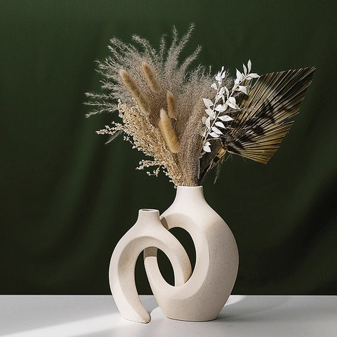 Vaso In Ceramica Design Astratto Intrecciato Opaco Minimalista Stile Nordico Vaso Da Fiori Decorativo Per Arredamento Da Tavolo